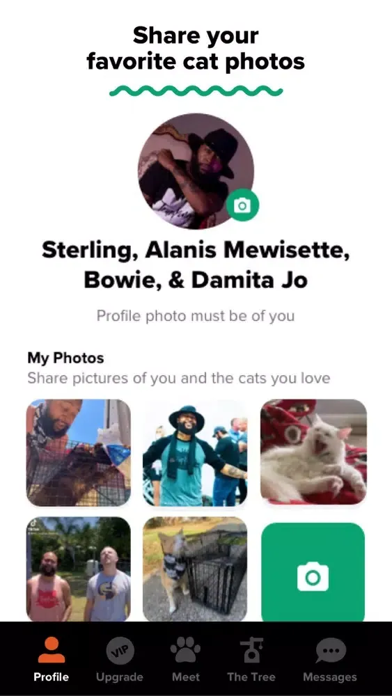 Tangkapan skrin Tabby: Cat Person's Dating App