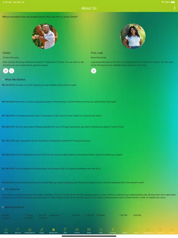 Capturas de tela do Tabernacle of Praise App iPad 