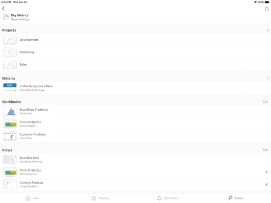 Tangkapan layar Tableau Mobile - Workspace ONE iPad 