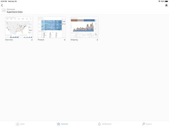 Tangkapan layar Tableau Mobile - Workspace ONE iPad 