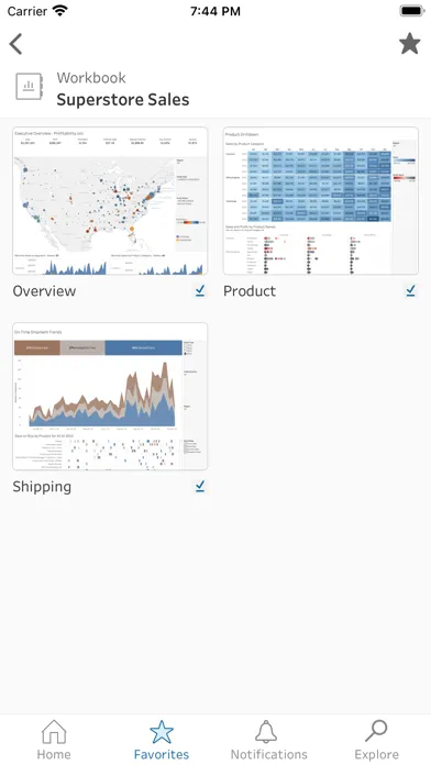 Tangkapan layar Tableau Mobile - Workspace ONE
