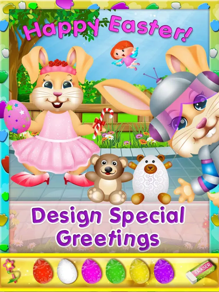 Easter Bunny Dress Up and Card Maker - Decorate Funny Bunnies & Eggs iPad  Screenshots