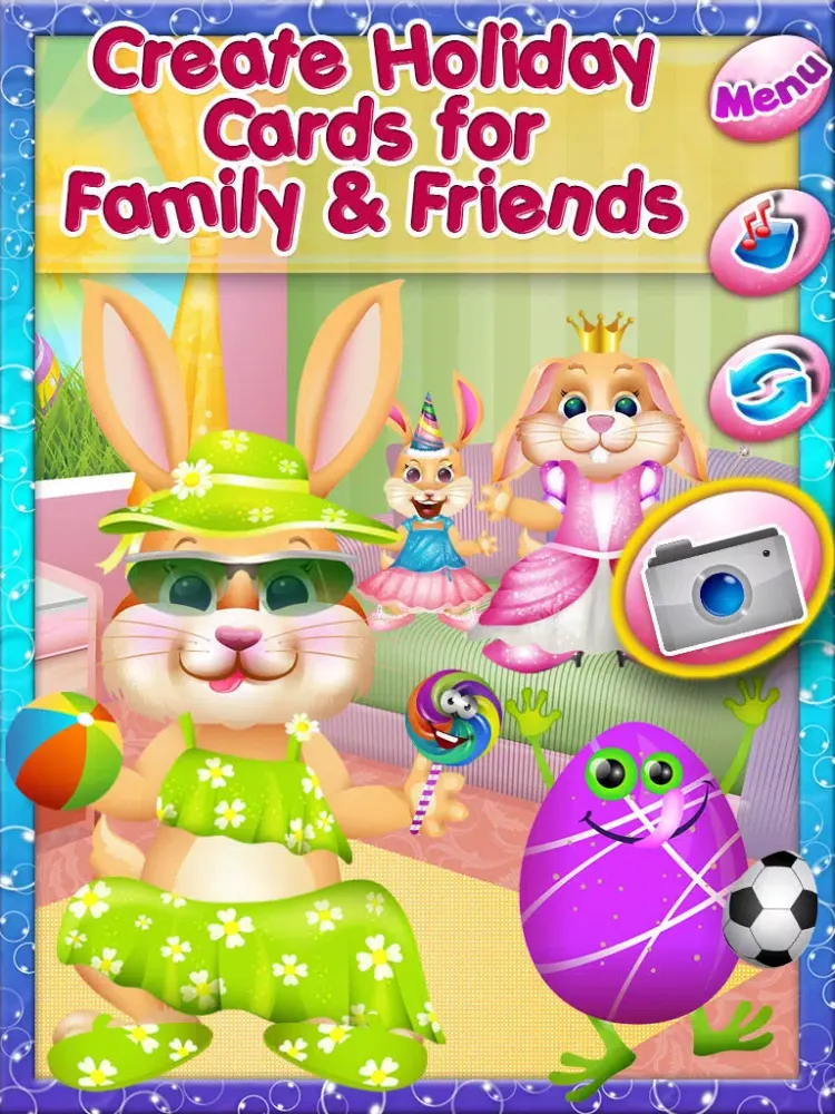 Easter Bunny Dress Up and Card Maker - Decorate Funny Bunnies & Eggs iPad  Screenshots