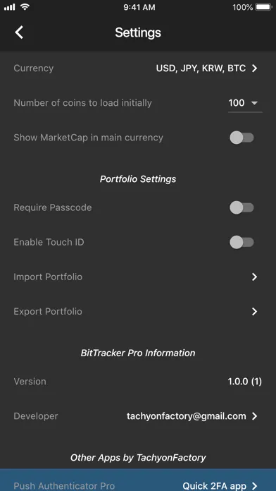 Tangkapan layar BitTracker Pro