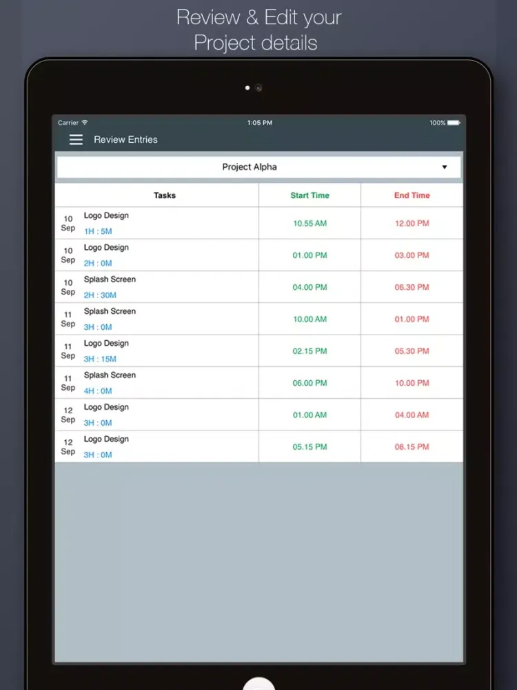 Simple Time Tracker iPad  Ekran Görüntüleri