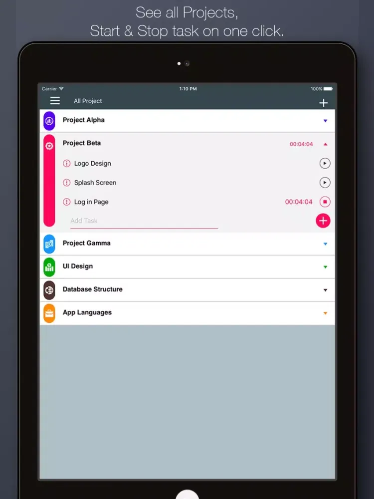 Simple Time Tracker iPad  Ekran Görüntüleri