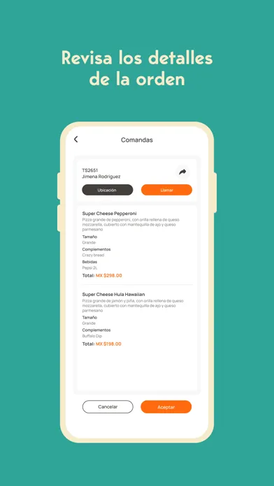 Screenshot di TacoShare: Comandas