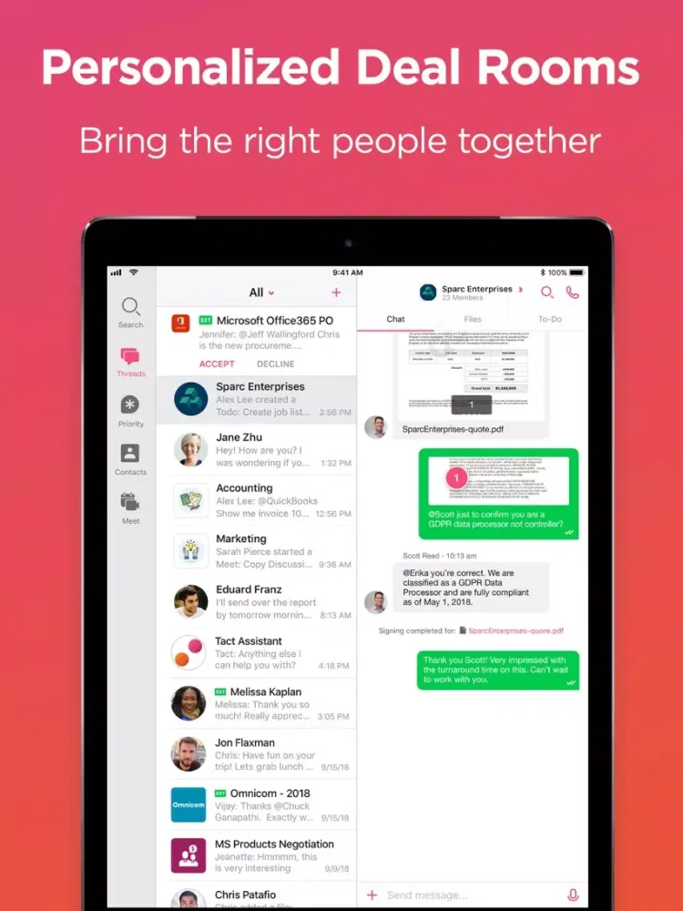 Ảnh chụp màn hình của Thread by Tact iPad 