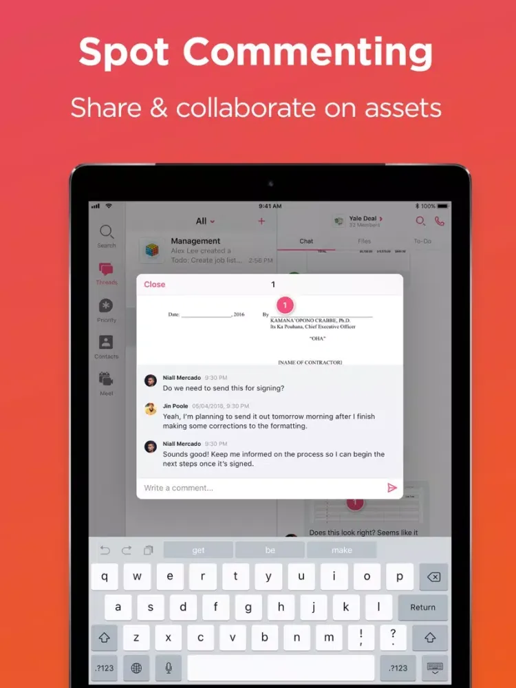 Ảnh chụp màn hình của Thread by Tact iPad 