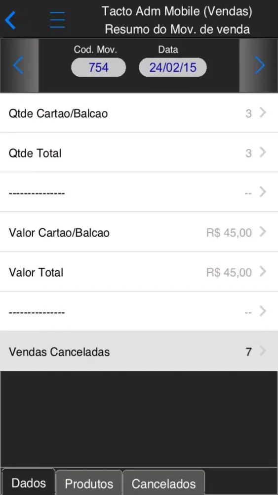 Capturas de tela do TactoAdm
