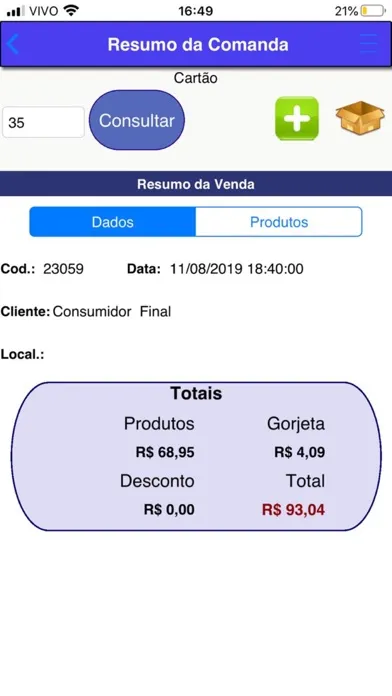 Screenshot di TactoFood