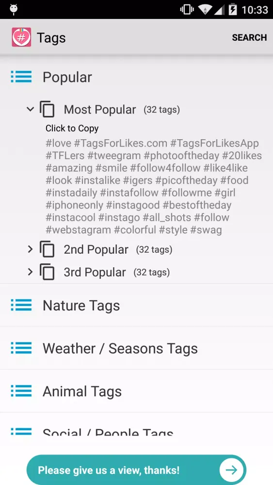 Tags for Likes for Instagram Screenshots