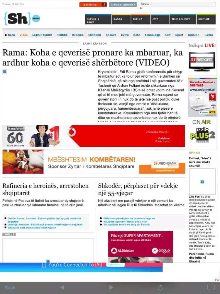 Zrzuty ekranu Albania Newspapers - Gazetat iPad 