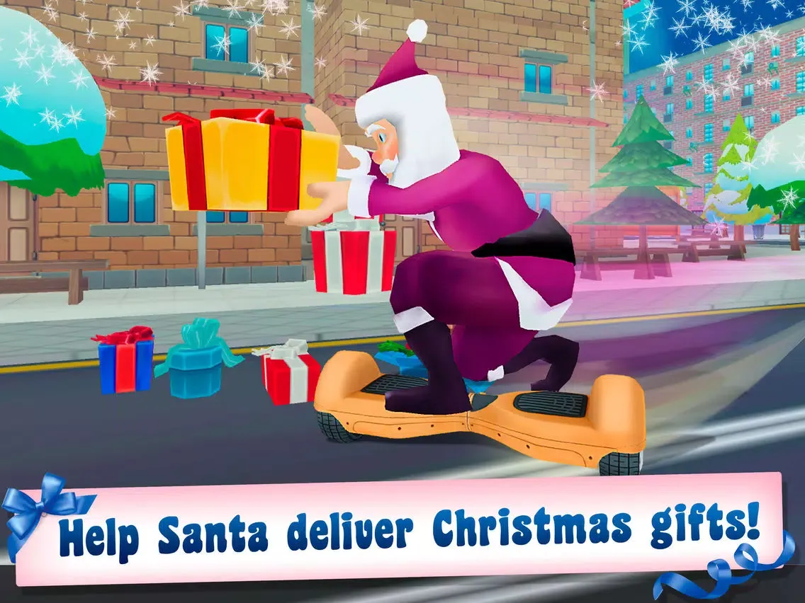 Capturas de tela do Christmas Santa Run: Hoverboard Simulator 3D Full iPad 