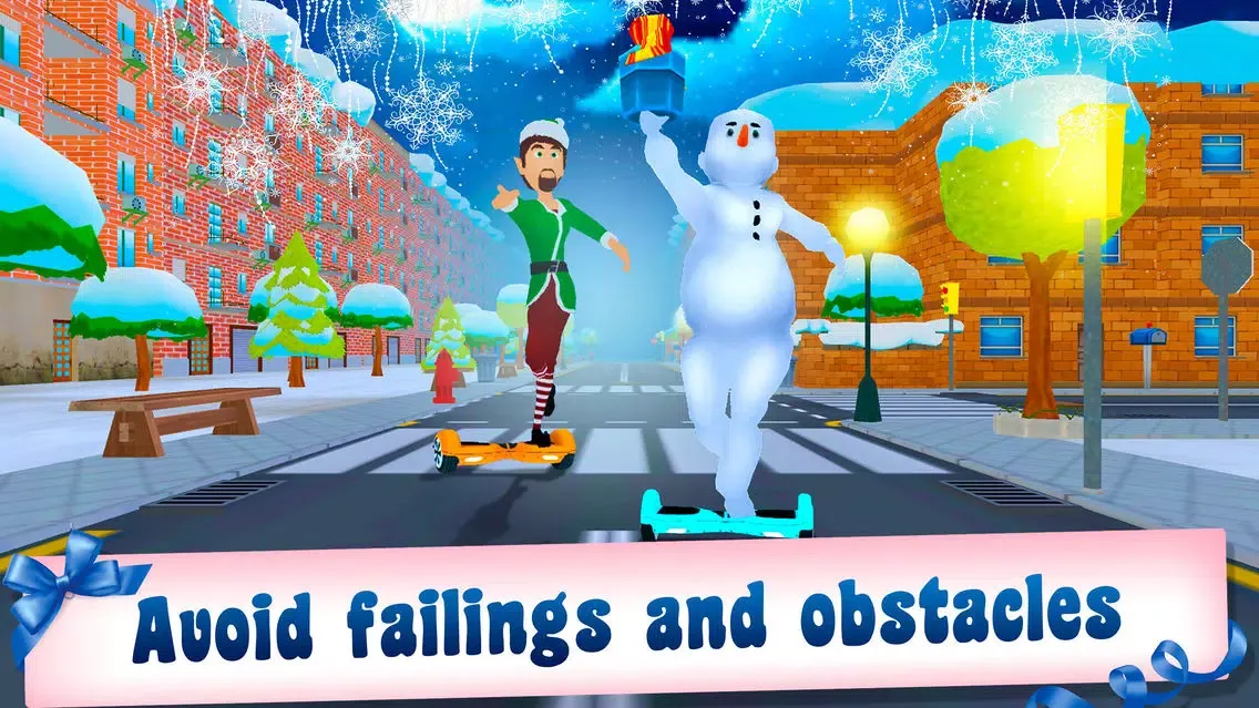 Capturas de tela do Christmas Santa Run: Hoverboard Simulator 3D Full