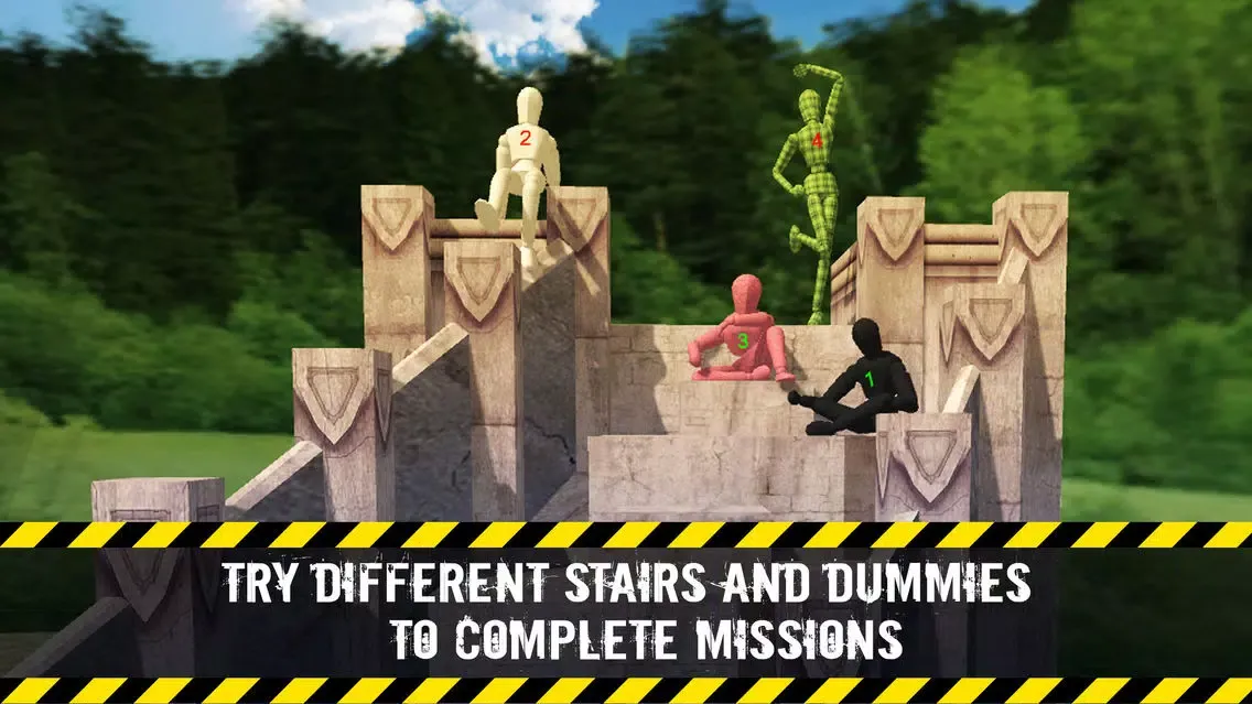Capturas de tela do Stair Ragdoll Crash Test Simulator 3D