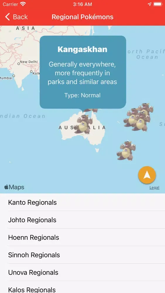Ảnh chụp màn hình của PokeInfo Tracker