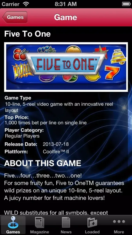 Capturas de tela do Novomatic, Games for the world