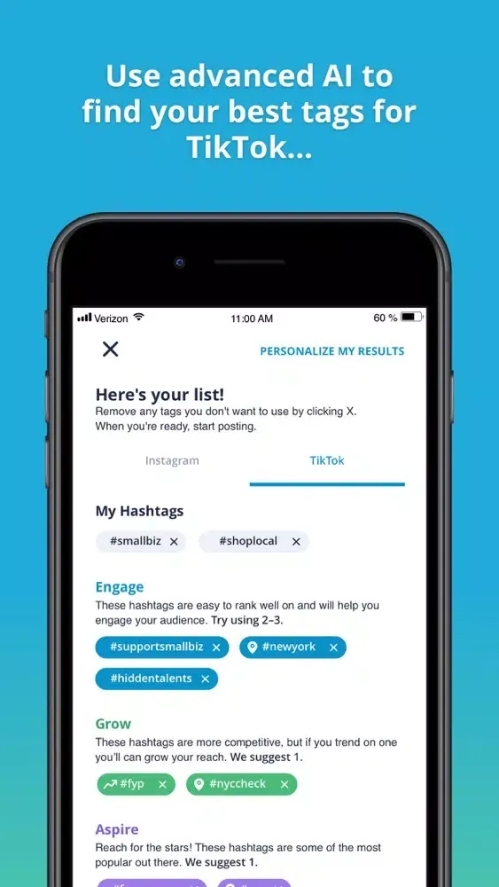 Ảnh chụp màn hình của Hashtag Hippo: Viral Tags
