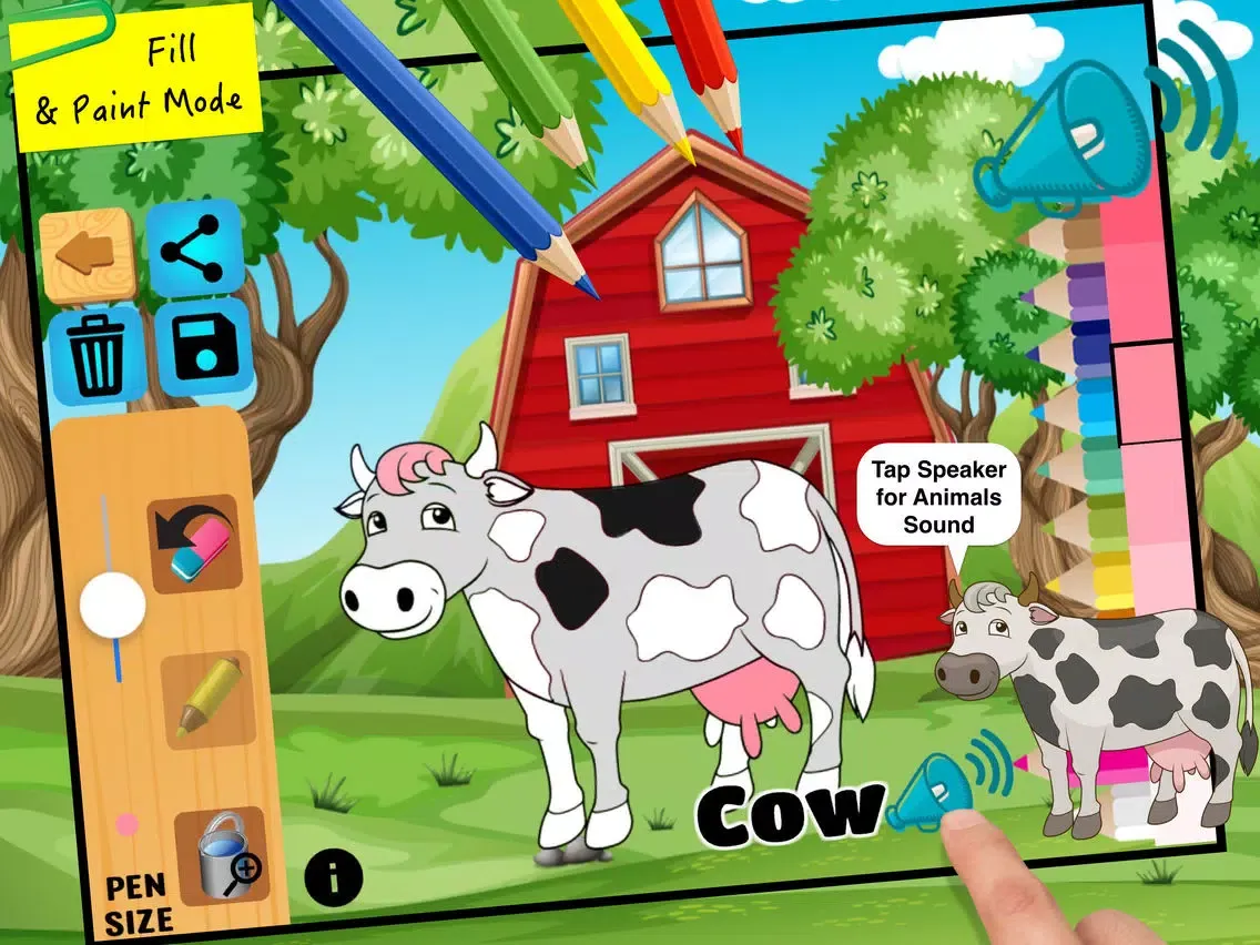 Animal coloring pages - Learning animal noises iPad  Screenshots