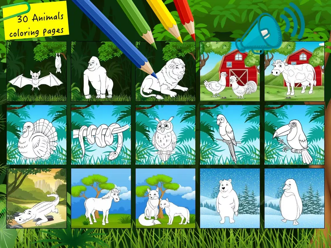 Animal coloring pages - Learning animal noises iPad  Screenshots