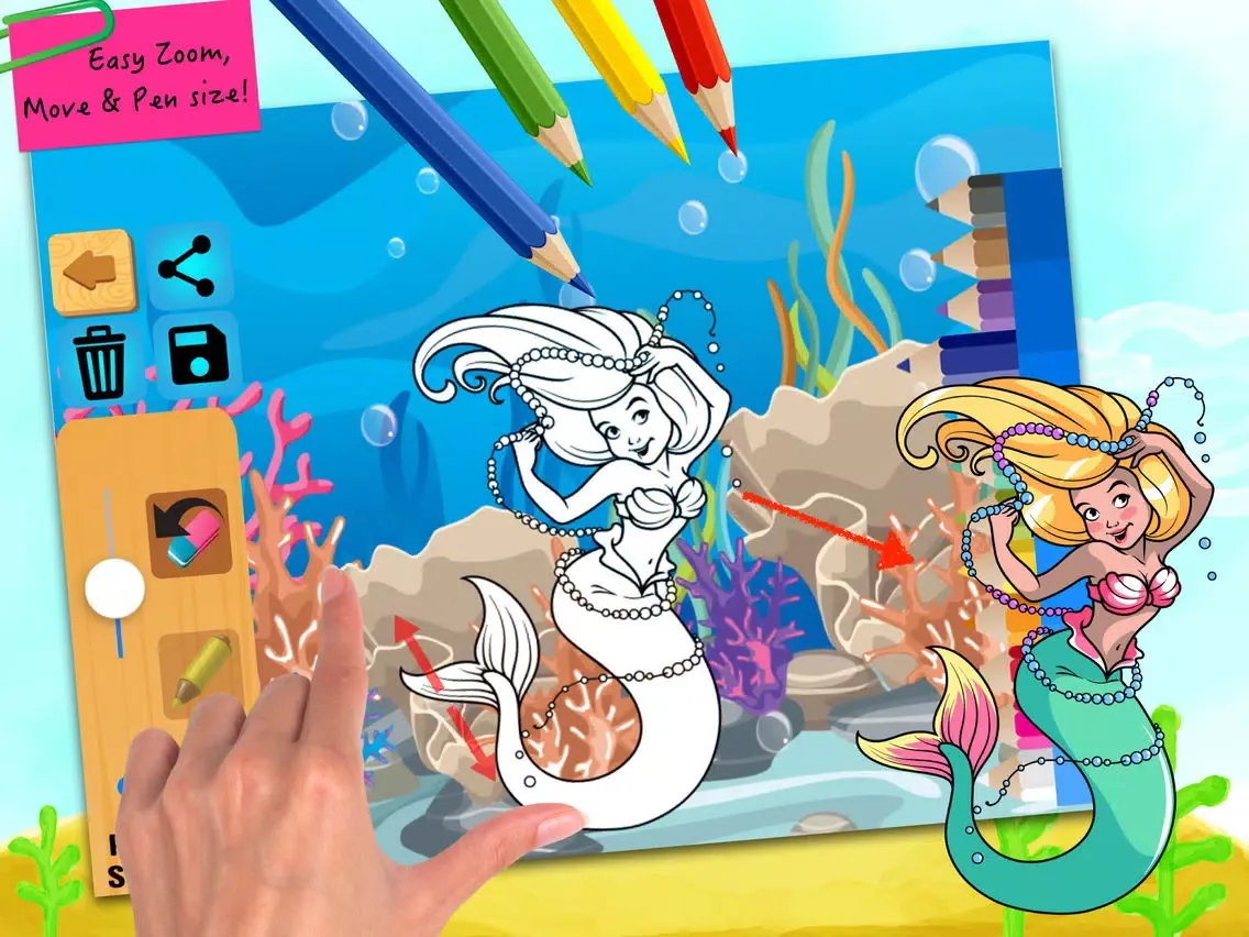تصاویر Aquarium mermaid coloring pages for girls learning iPad 