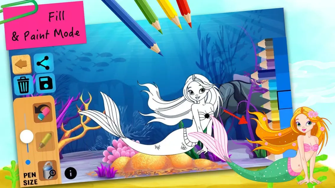 تصاویر Aquarium mermaid coloring pages for girls learning