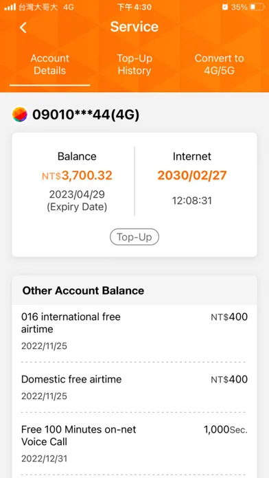 Capturas de tela do OK Prepaid