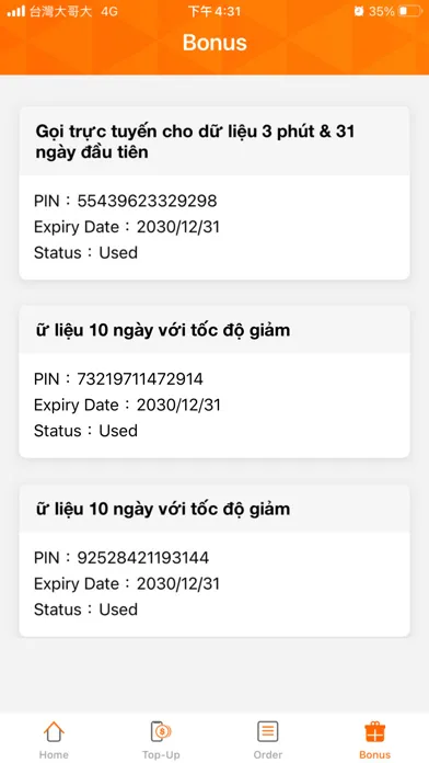 Capturas de tela do OK Prepaid
