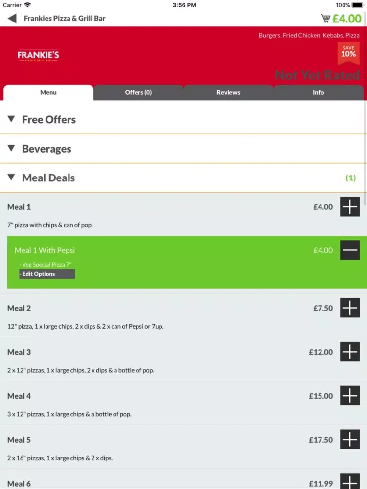 Capturas de pantalla de Frankies Pizza & Grill Bar iPad 