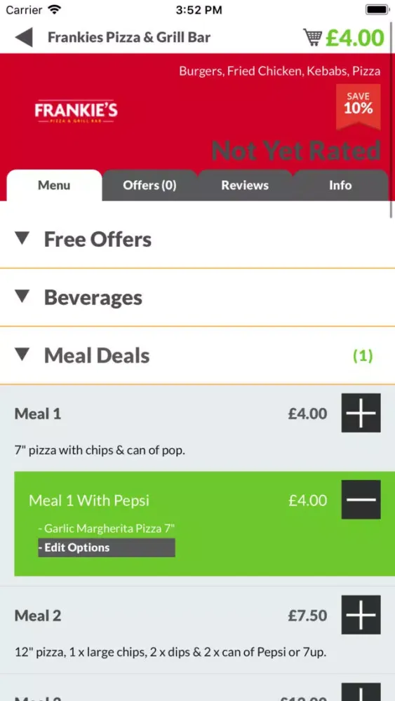 Capturas de pantalla de Frankies Pizza & Grill Bar