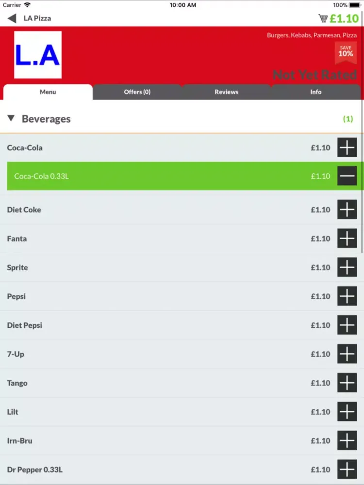 Ảnh chụp màn hình của LA Pizza NE6 iPad 