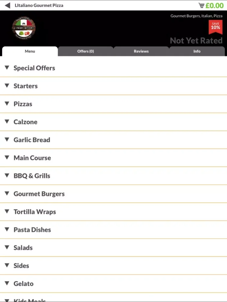 Tangkapan skrin L'Italiano Gourmet Pizza iPad 