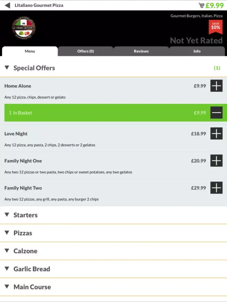 Tangkapan skrin L'Italiano Gourmet Pizza iPad 
