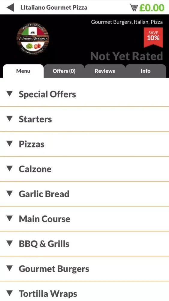 Tangkapan skrin L'Italiano Gourmet Pizza