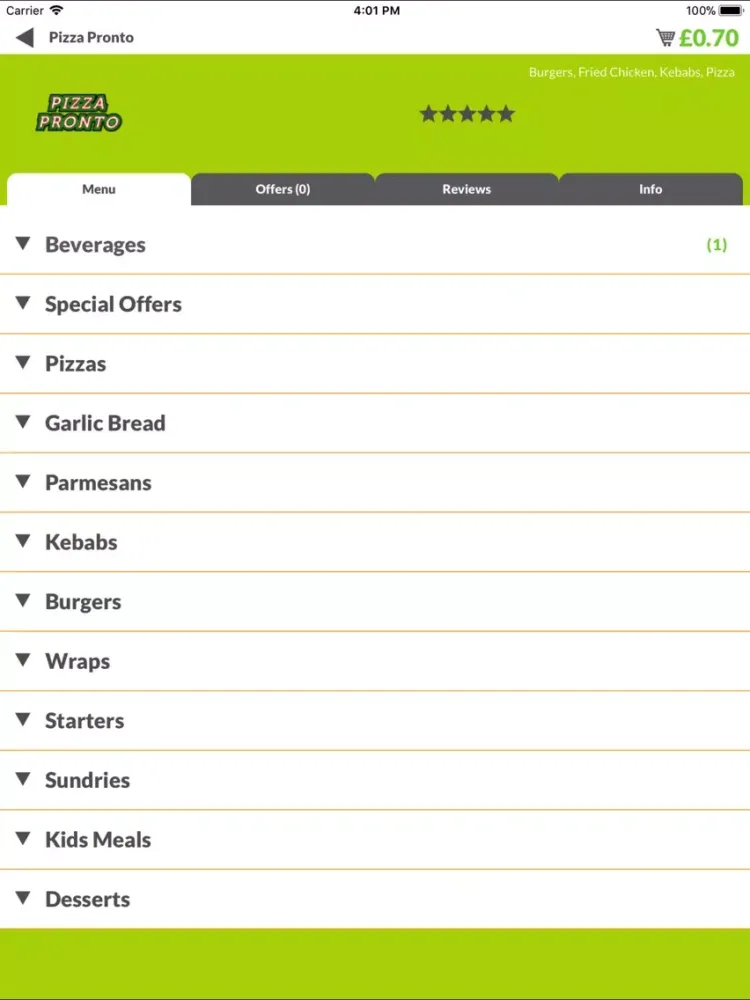 Screenshot di Pizza Pronto YO7 iPad 