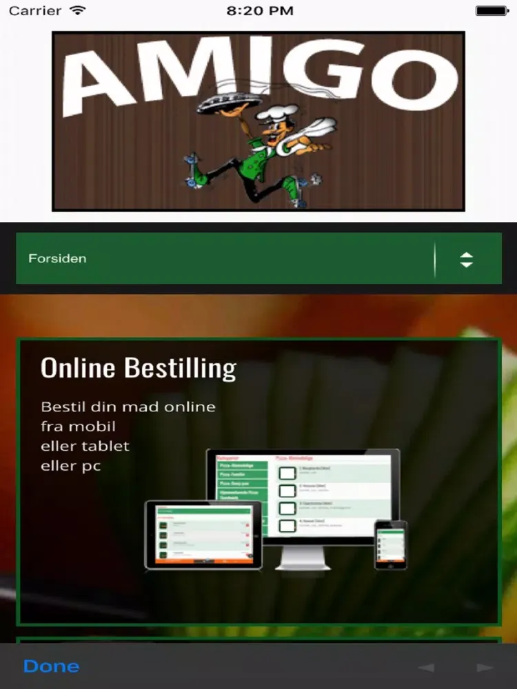 Ảnh chụp màn hình của Amigo Pizza Aarhus iPad 