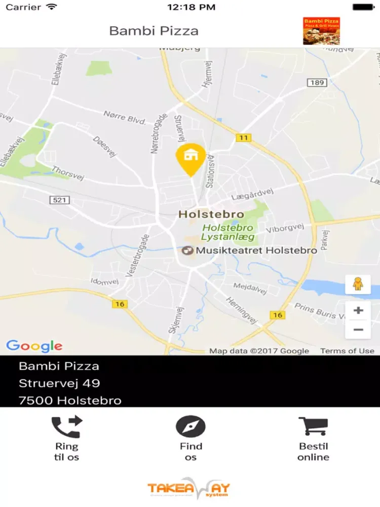 Tangkapan skrin Bambi Pizza Holstebro iPad 
