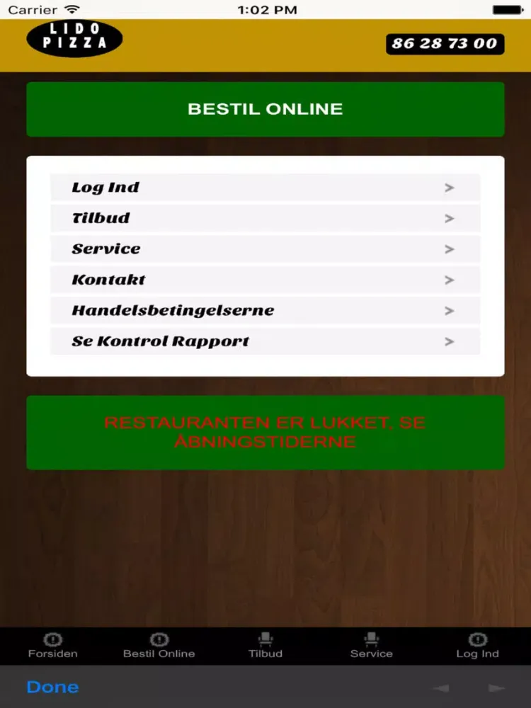 Capturas de tela do Lido Pizza Aarhus iPad 