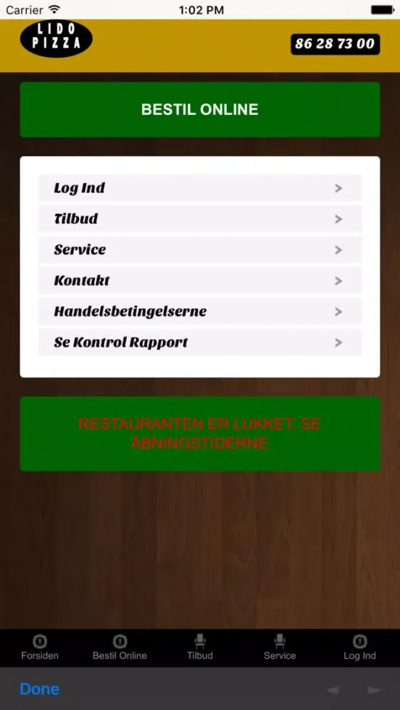 Capturas de tela do Lido Pizza Aarhus