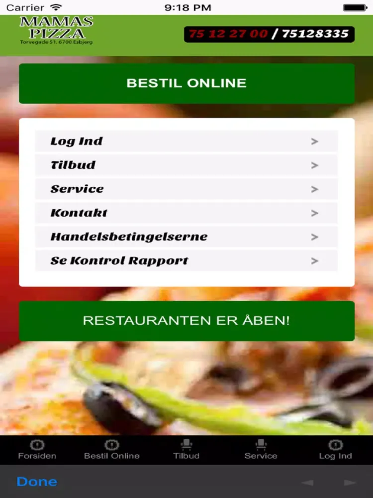 Ảnh chụp màn hình của Mamas Pizza Esbjerg iPad 