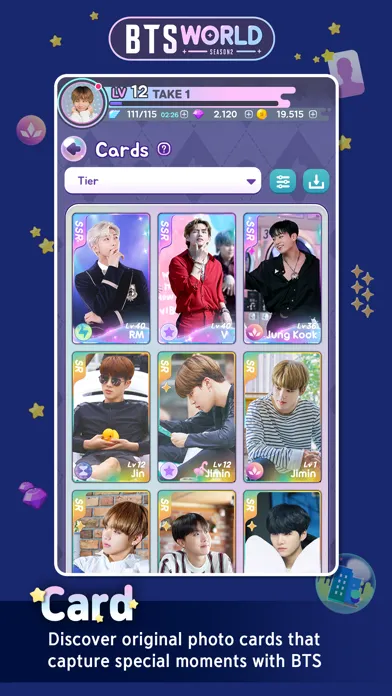 Capturas de tela do BTS WORLD Season2