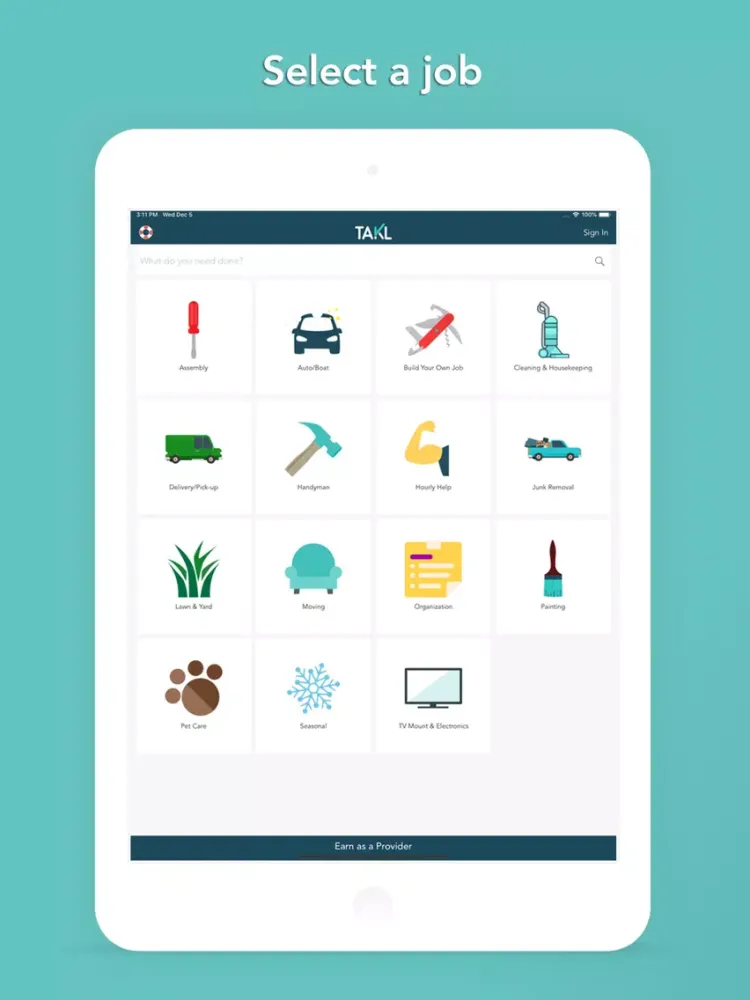 Takl - Home Services On Demand iPad 应用截图