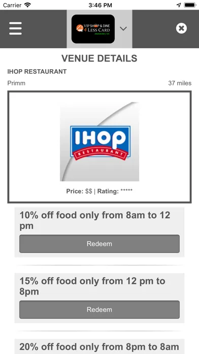 Capturas de tela do VIP Shop & Dine 4Less Card