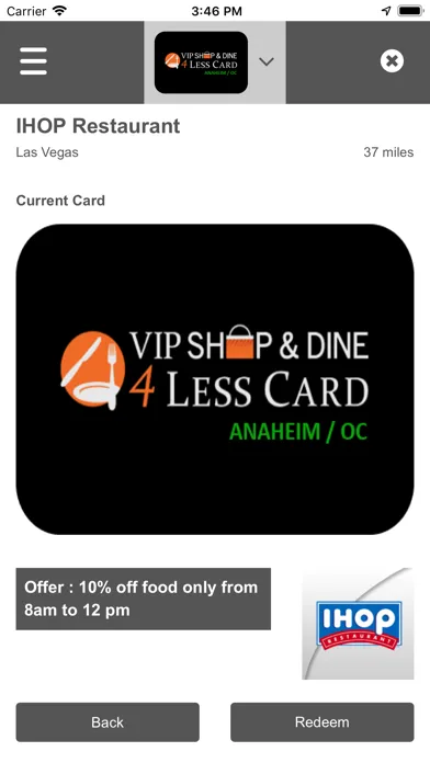 Capturas de tela do VIP Shop & Dine 4Less Card