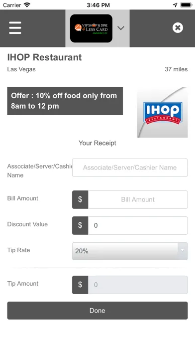 Capturas de tela do VIP Shop & Dine 4Less Card
