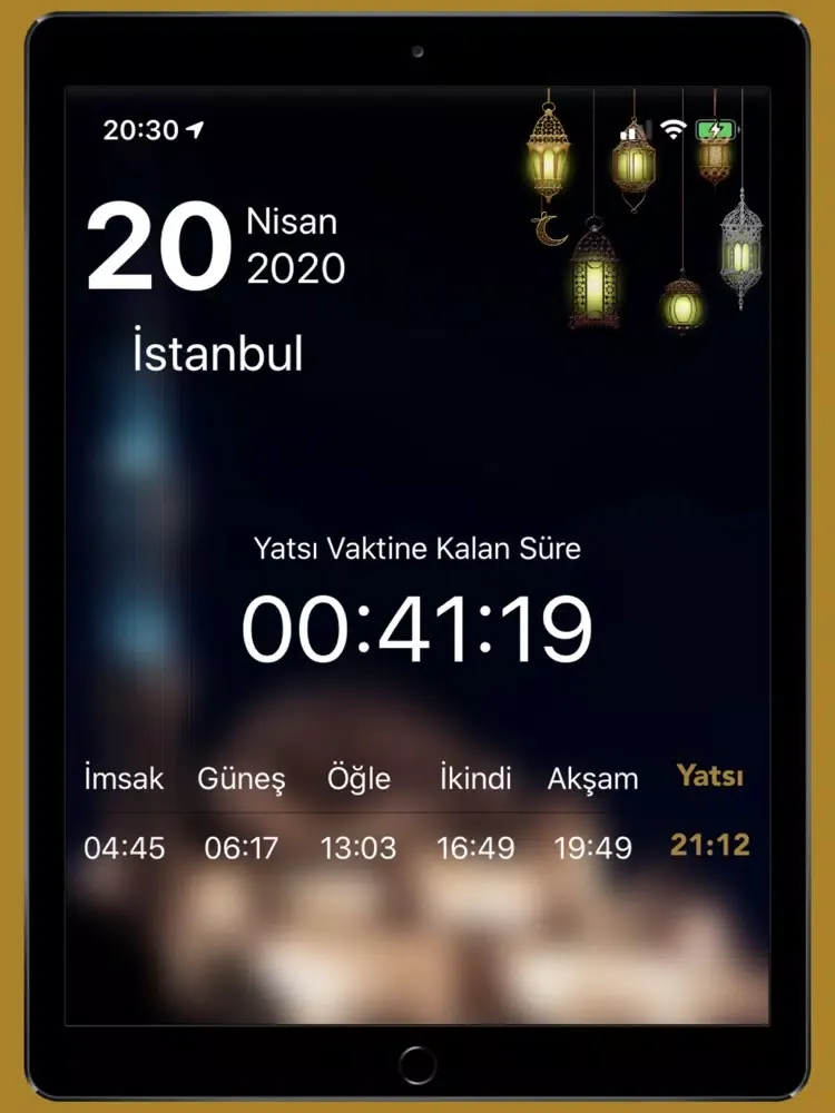 Tangkapan layar Kıble/İmsakiye iPad 