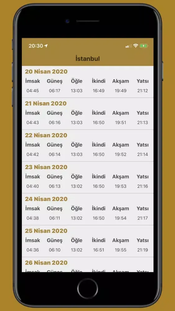 Tangkapan layar Kıble/İmsakiye