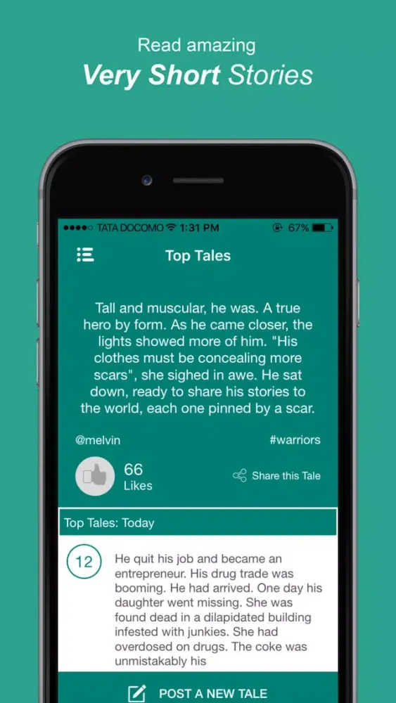 ภาพหน้าจอของ TaleHunt: Very short stories in love and fiction