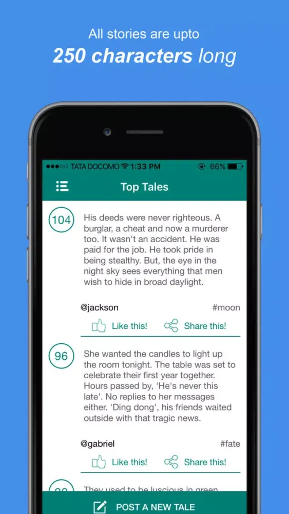 ภาพหน้าจอของ TaleHunt: Very short stories in love and fiction